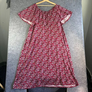 Catherines Maxi Dress Pull On Elastic 3x Red Floral Paisley Off Shoulder 676